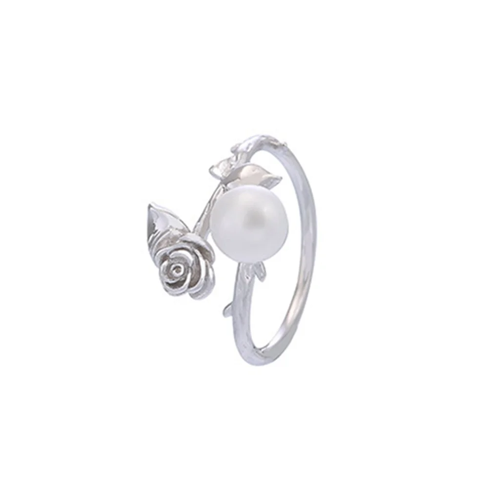 Sterling Silver Jewelry S925 Original Fine Silver Ring Settings Women's Simple Design Pearl Ring Mounts Diy Accessories