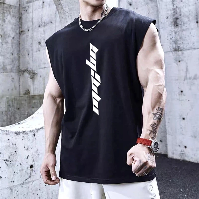 2021 NEW Bodybuilding Sports Tank Tops Men Gyms Fitness Workout Sleeveless Shirt Male Summer Loose Undershirt Running men Vest