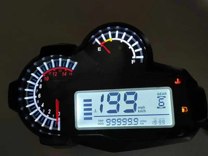 12000rpm Motorcycle Universal LCD Digital Speedometer N1-6 Odometer Tachometer Motorbike Fuel Meter Water Temperature Gauge