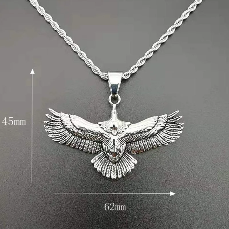 Trendy Eagle Pendant Silver 925 Men Necklace Retro Punk Style Flying Eagle Choker Necklace Male Party Accessories Boyfriend Gift