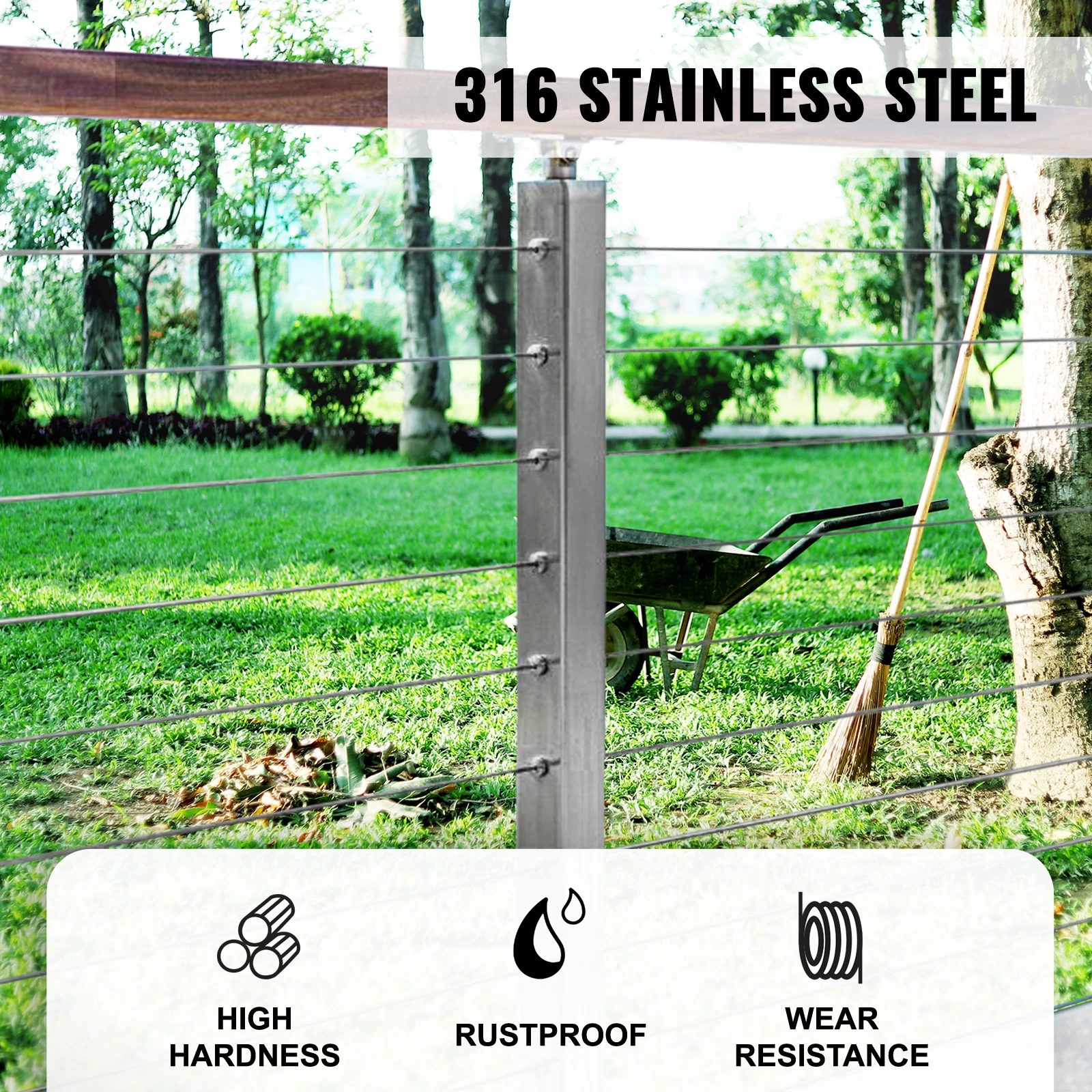 VEVOR 500 1000Feet Steel Wire Cable 316 Stainless Steel Rope 1/8Inch 1760lbs Breaking Strength 1x19 Construction for Home DIY