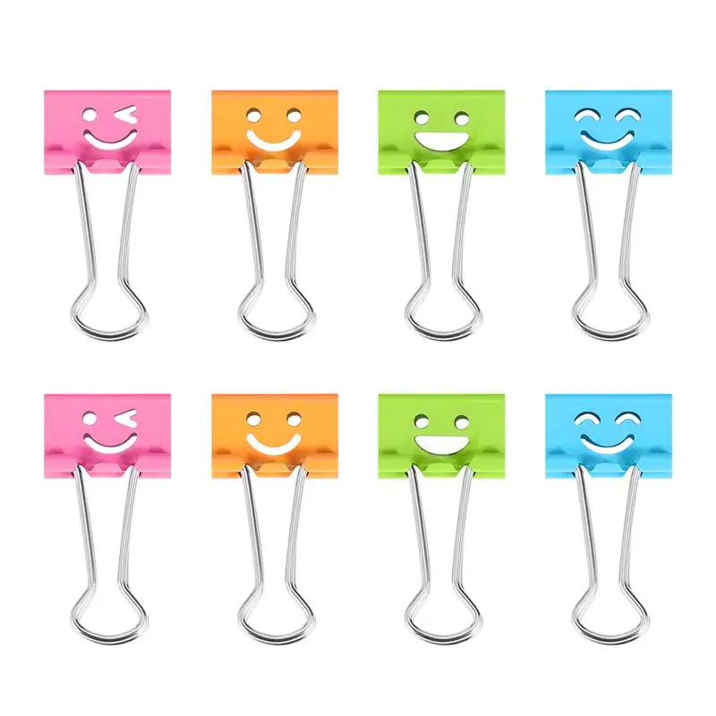 NUOLUX-Clips de carpeta para el hogar, Clips de papel para limar cara sonriente, escuela, oficina, Color mixto, 40 unidades