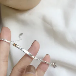 925 Sterling Silver Box Chain Bracelet Fashion Minimalist Female Luxury Bracelets For Women Silver Fine Jewelry Gifts