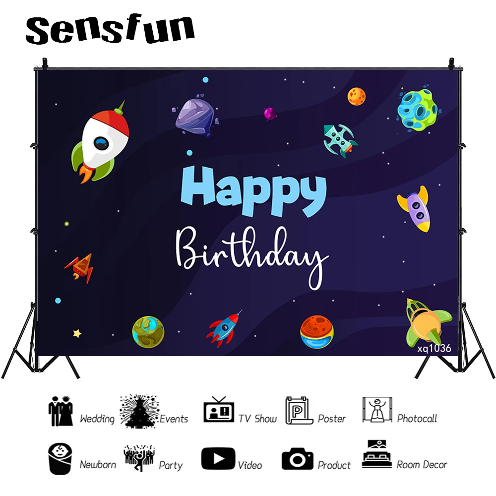 خلفية موضوع الفضاء الخارجي للطفل عيد ميلاد الفضاء حفلة كوكب عيد ميلاد الديكور غالاكسي رائد الفضاء إلى القمر خلفية الصورة