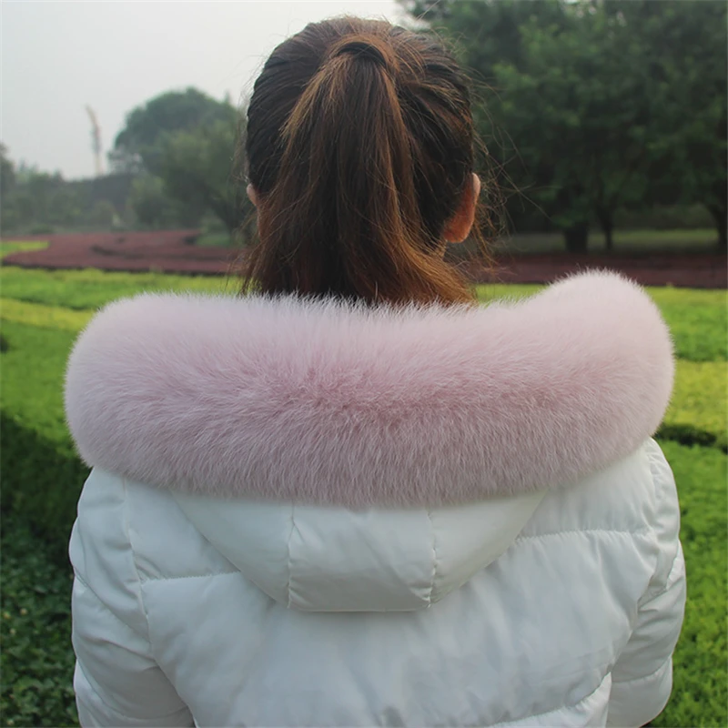 Genuine Winter Real Fox Fur Scarf Natural Fur Collar Women Coat Detachable Trim Straight Scarves Luxury Keep Warm Shawl Female