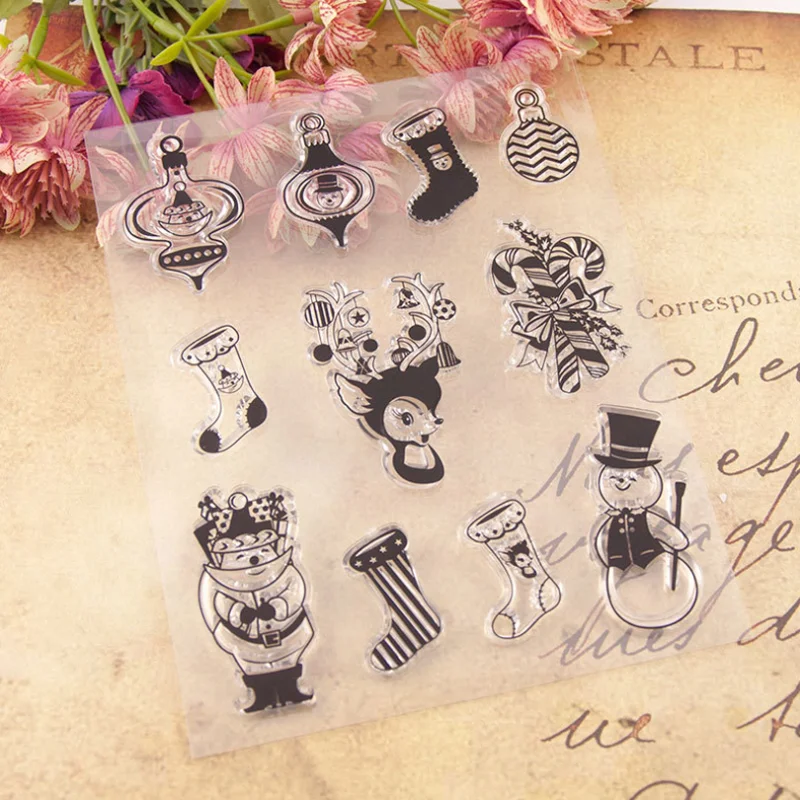 Sock Snowman Transparent Clear Silicone Stamp Seal DIY Scrapbooking Rubber Stamping Coloring Embossing Diary Decor Reusable T115