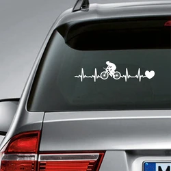 Cycling Heartbeat Vinyl Sticker Car Window Decor , Bicycling EKG Heartbeat Laptop Decal for Apple MacBook Air/Pro Decoration