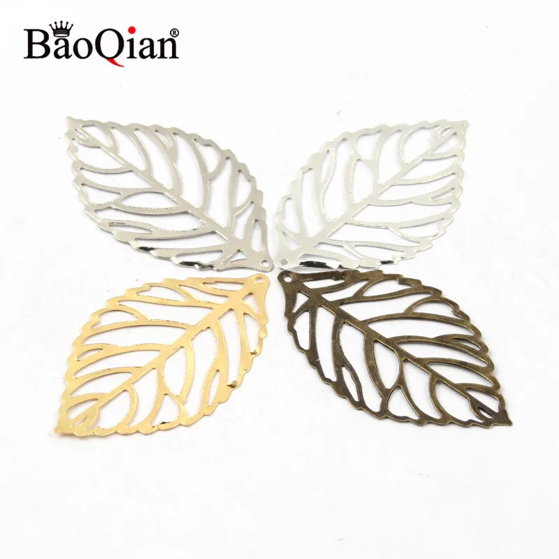 50Pcs 3Size Gold/Silver Leaves Metal Crafts Flower Filigree Wraps Connectors Embellishment Scrapbooking For DIY Home Decor