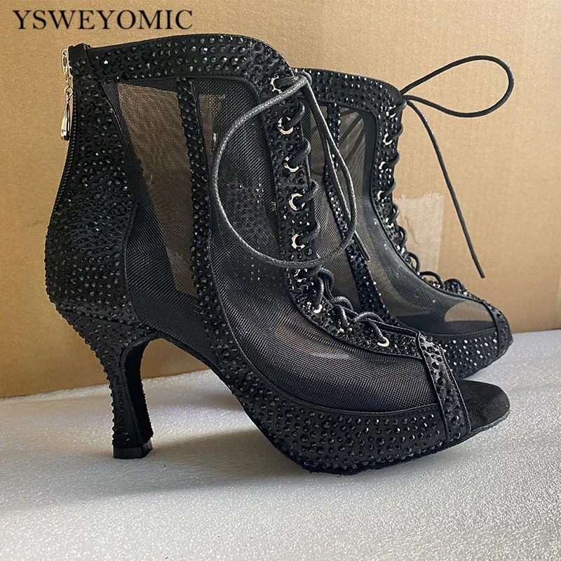 Czarne cyrkonie buty do tańca zamszowe podeszwa 5cm 10cm Custtomized Bachata Salsa Latin buty do tańca na zewnątrz kryty