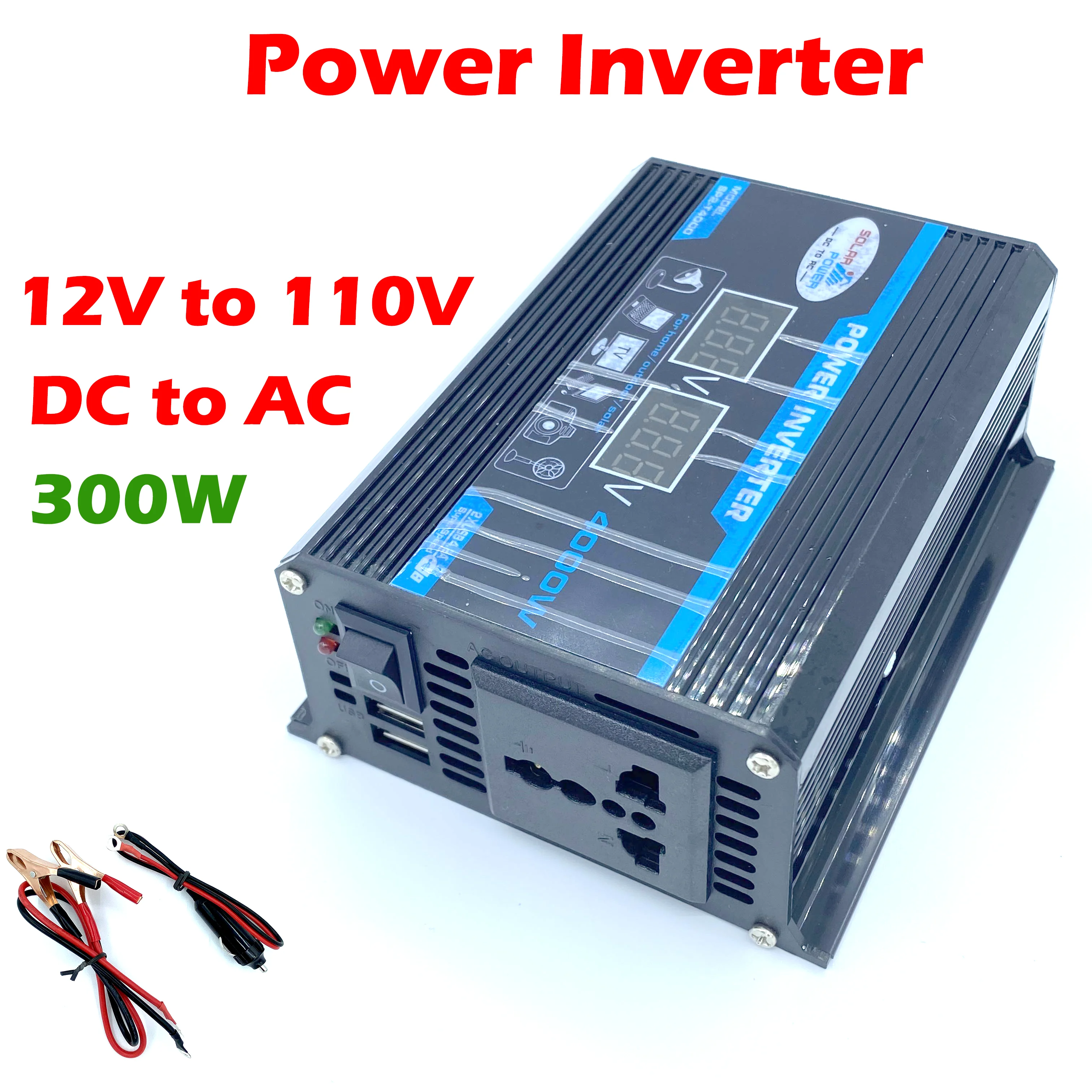 Inverter DC 12V  To AC 110V 300W / 4000W Car Power Modified  Sine Wave Solar Convertor Transformer Inversor  UPS