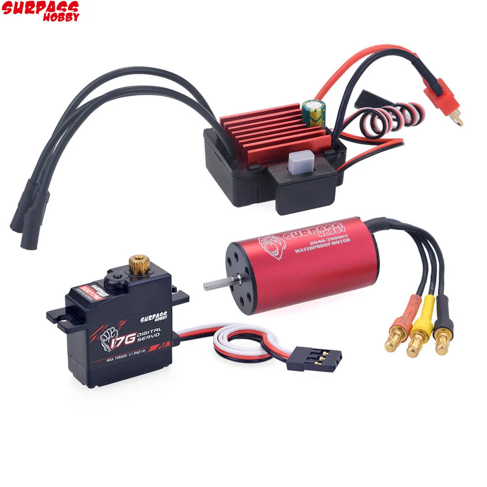 

SURPASS HOBBY Combo 2040 3900KV Brushless Motor w/ 35A ESC + S0017M 17G Digital Servo for HSP Tamiya Axial 1/16 1/18 RC Car