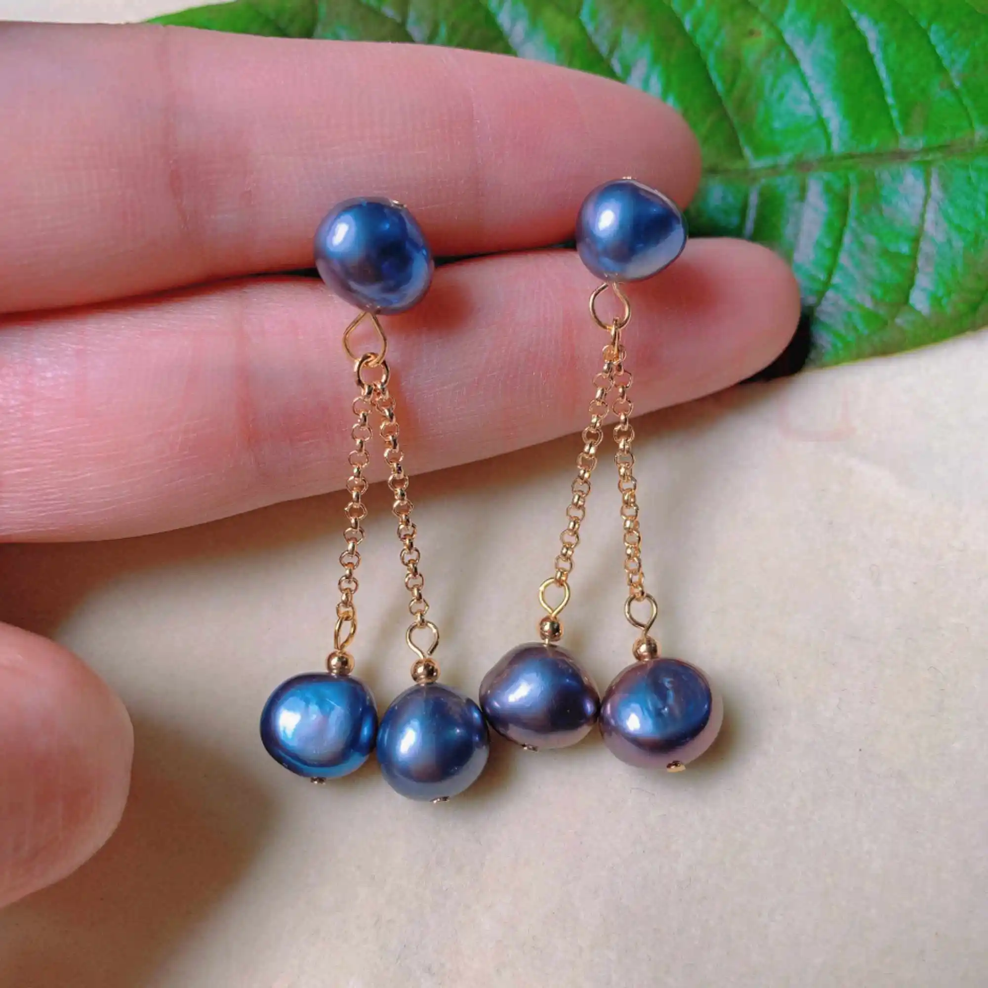 Natural freshwater baroque pearl 18k gold earrings gift Ear stud Party Holiday gifts Aquaculture Wedding