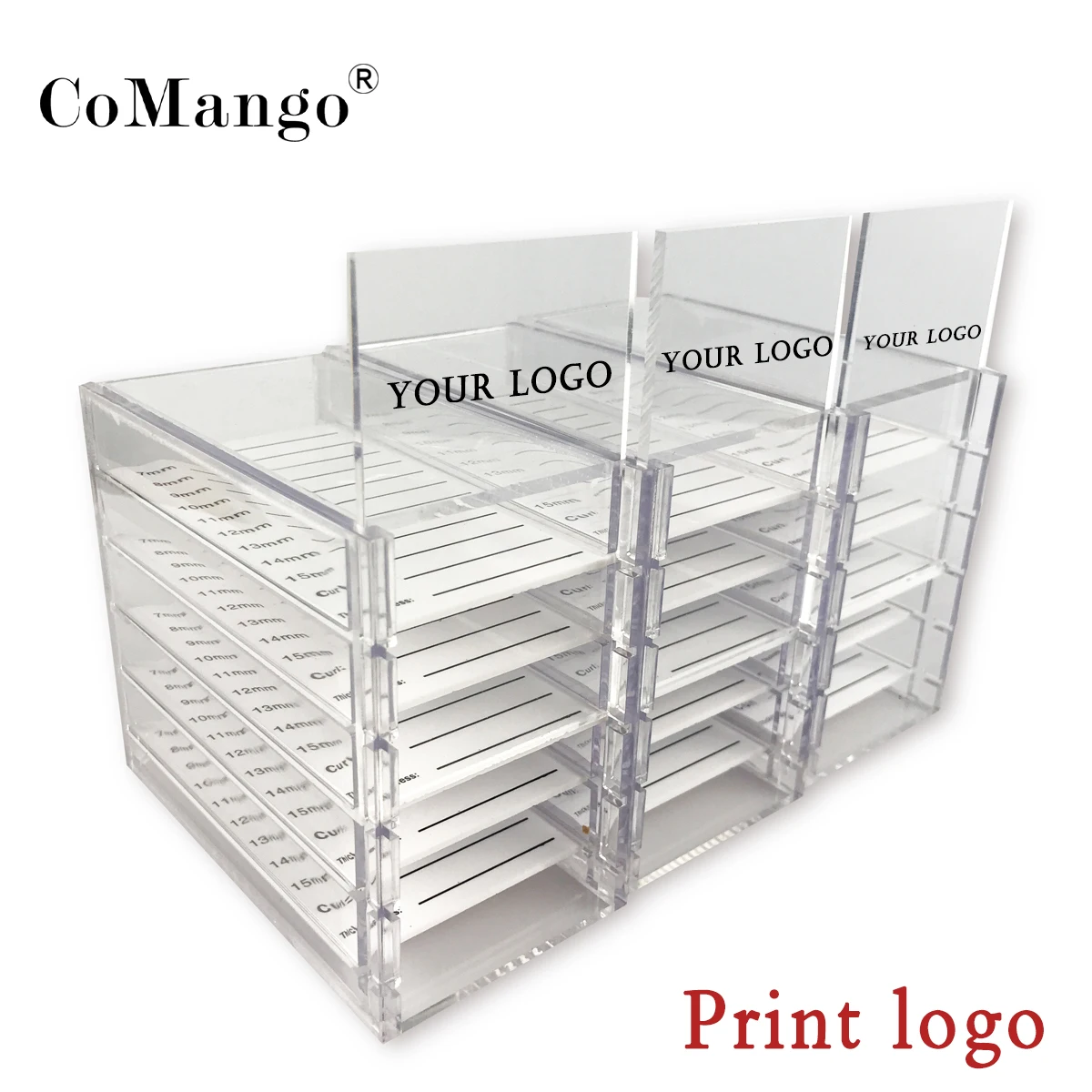 CoMango Custom False Eyelashes Storage Box 5 Layers Acrylic Pallet Lash Holder For Eyelash Extension Individual lash Holder