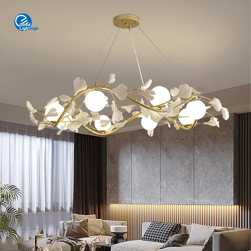 Nordic Pendant Lamp Luxury Living Room Decoration Chandelier Modern Romantic Petal Bedroom Lamp Indoor Lighting Bulb Included