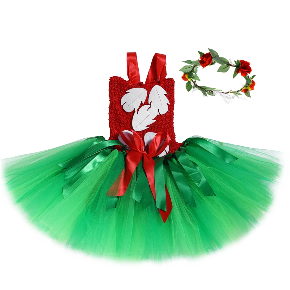 Lilo Tutu Dress For Girls Party Princess Outfits With Garland For Baby Girl Christmas Halloween Costume Kids Hawaiian Dresses