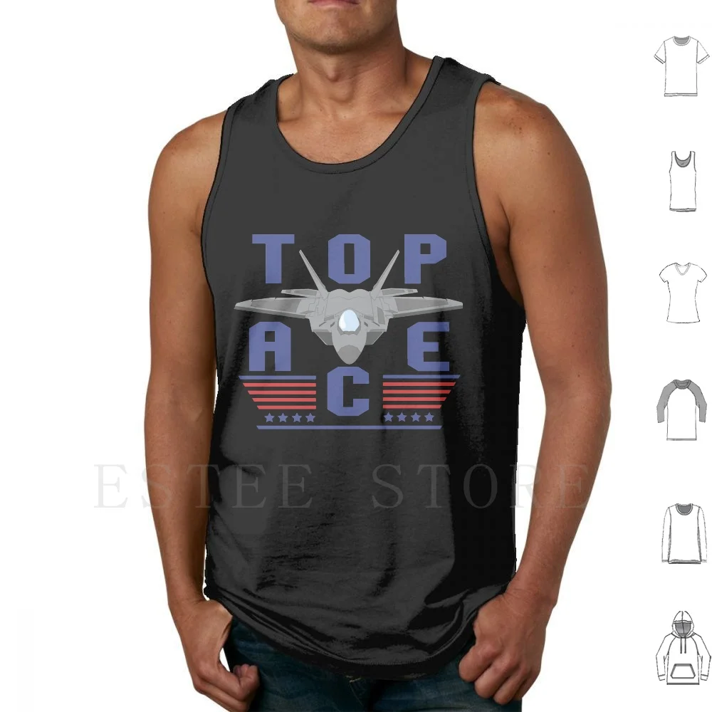 Top Ace Tank Tops Vest Sleeveless Maverick Maverick Tom Cruise 2 Pilot Fighter Pilot Flying Ace Jet Fighter Jet Airplane Air