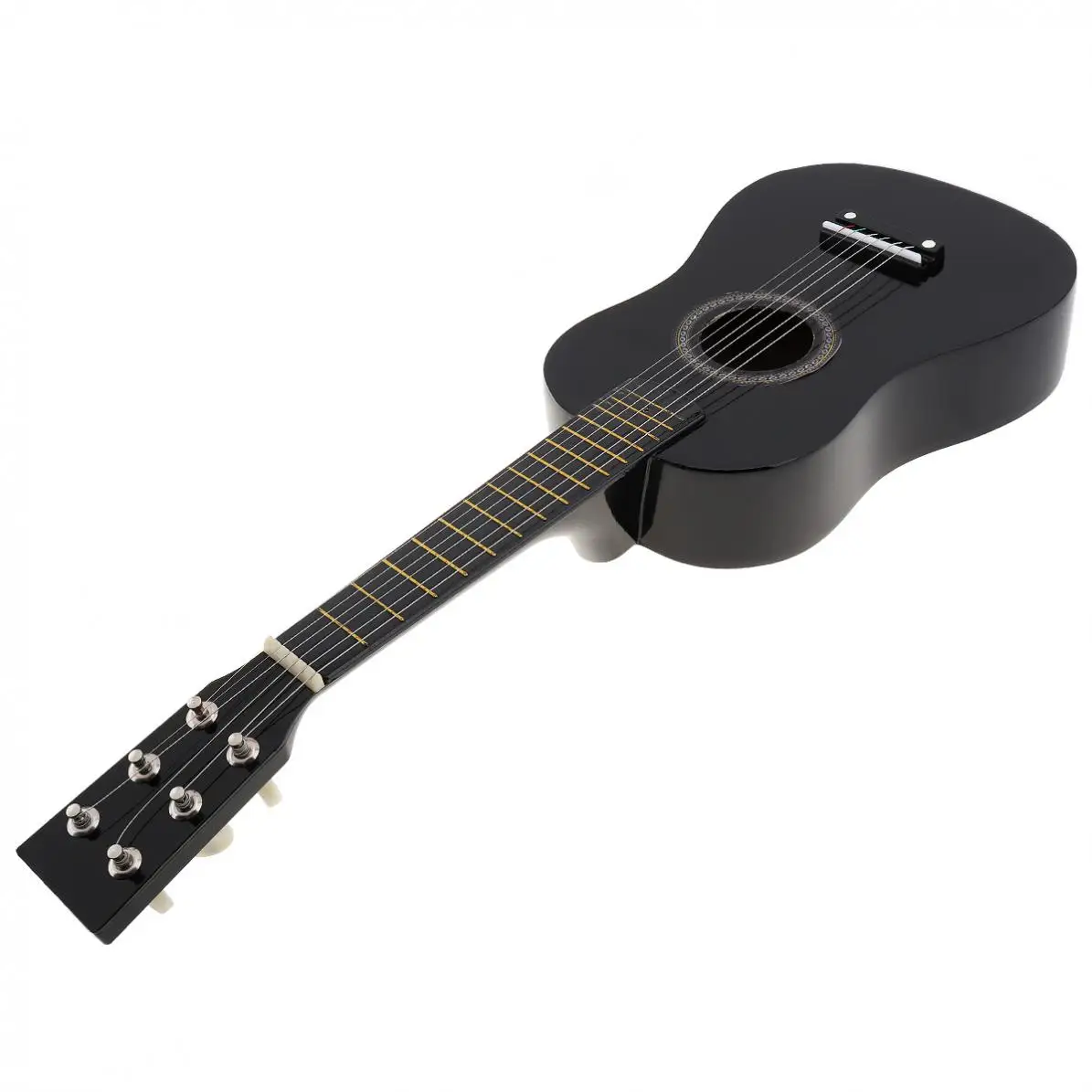 23 Inch 6 Strings Acoustic Guitar Black Basswood 12 Frets With Guitar Pick Wire Strings Guitar Accessories for Beginner