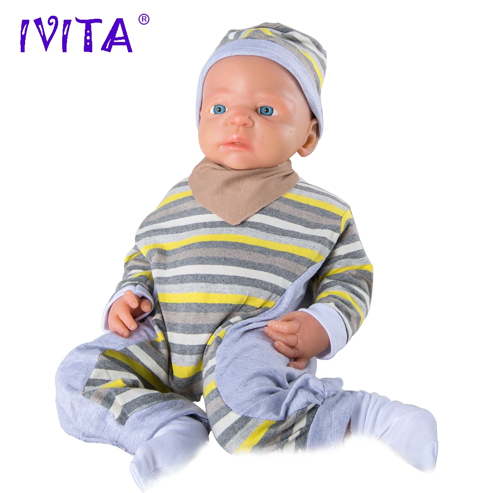 

IVITA WB1511 56cm 5kg High Quality Full Body Silicone Reborn Dolls Boy Eyes Opened Born Alive Baby with Clothes Toys Juguetes