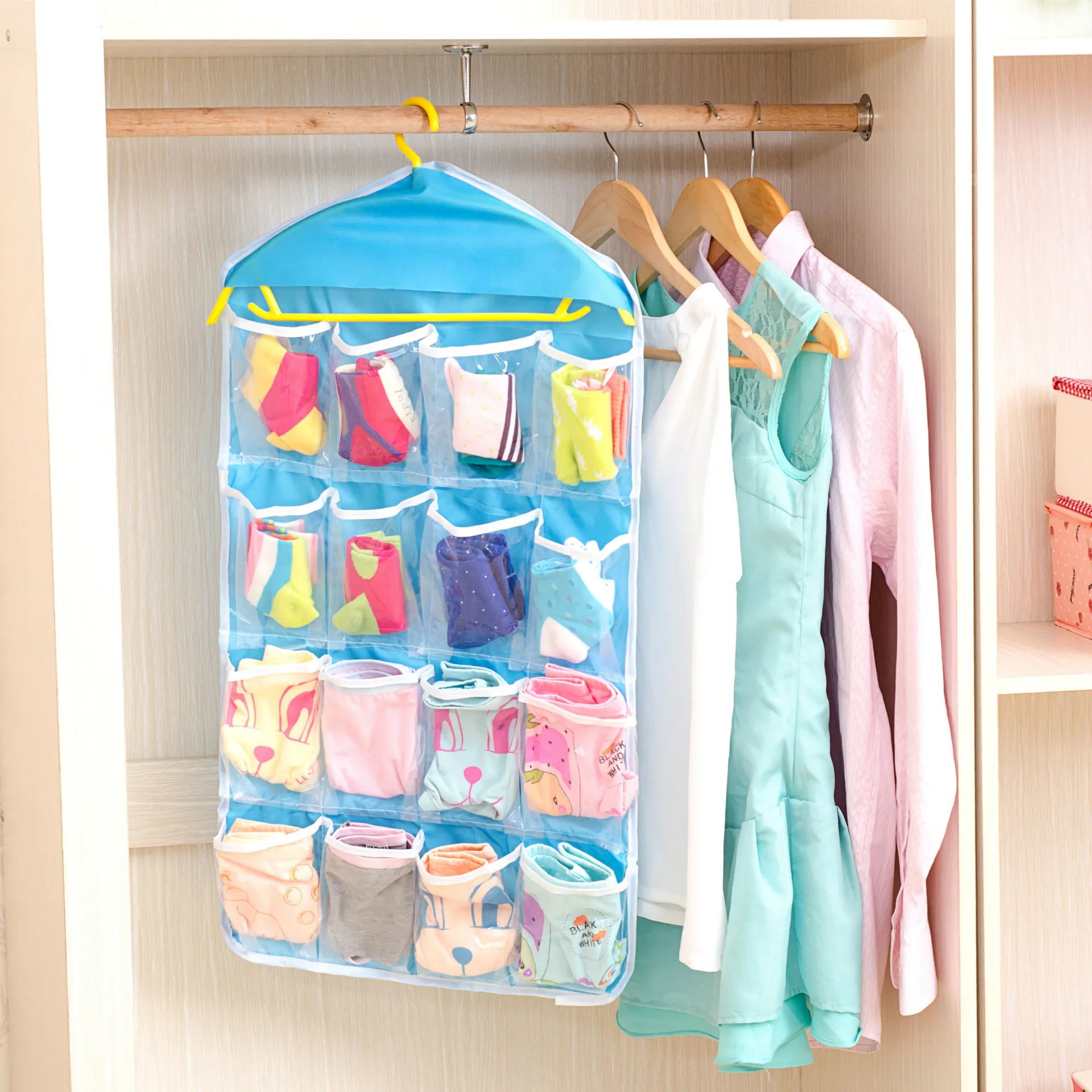 

16Grid Clothing Socks Underwear Storage Hanging Bag for Household
