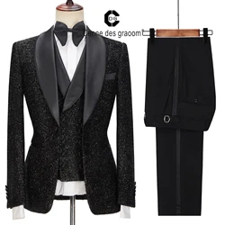 CENNE DES GRAwing M-Costume 3 Pièces pour Homme, Manteau Design, Smoking sur Mesure, Blazer, ixde Mariage, Chanteur, Marié, Zones Me, Noir