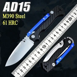 Hot Sale AD15 Folding Knife M390 Steel Carbon Fiber Outdoor High Hardness Pocket Combat Knife EDC Utility Jungle Hunting Knives