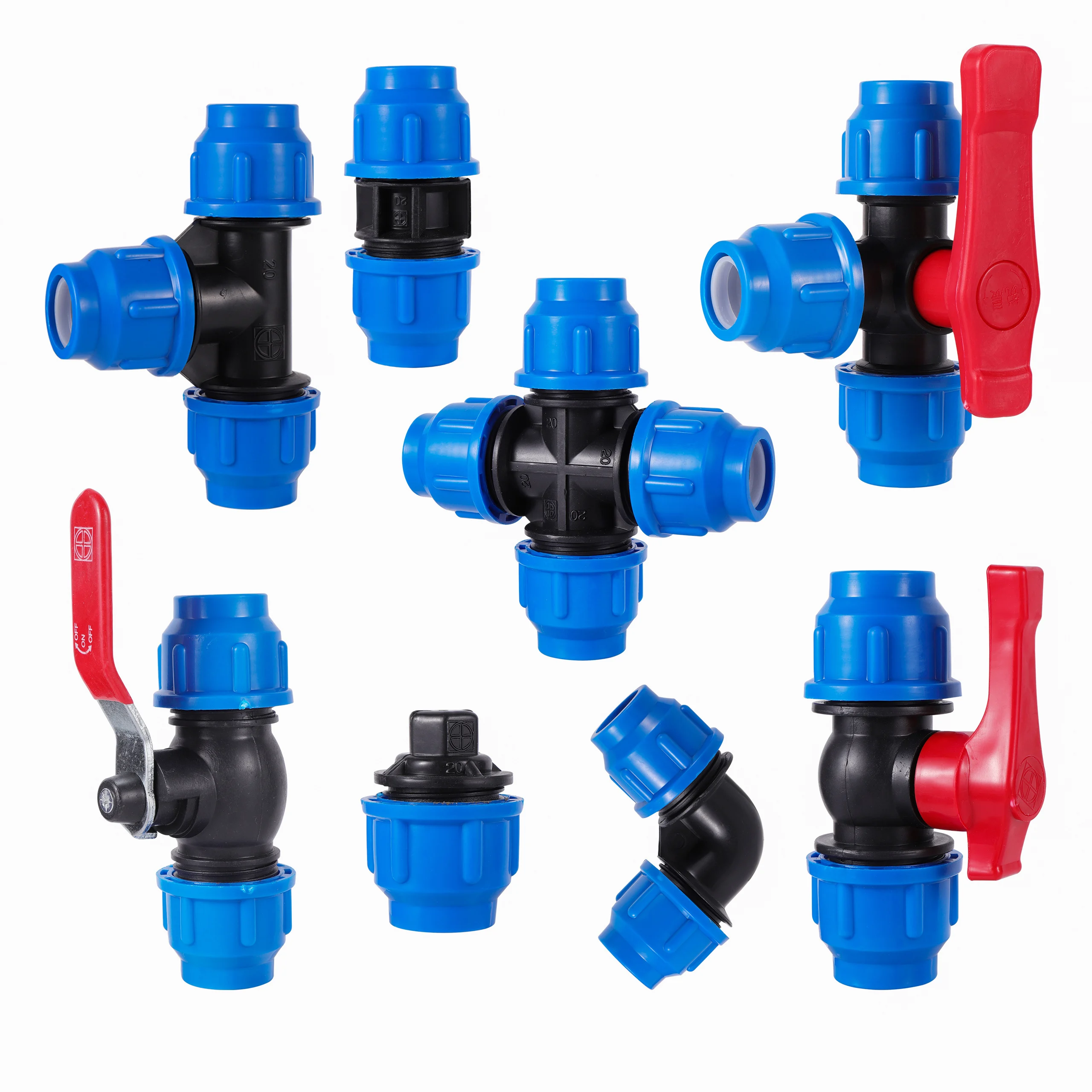 Inner Diameter 20mm PE Pipe Fittings Tee Elbow 4-Way Quick Connector Greenhouse Agriculture Irrigation Water Pipe Connectors