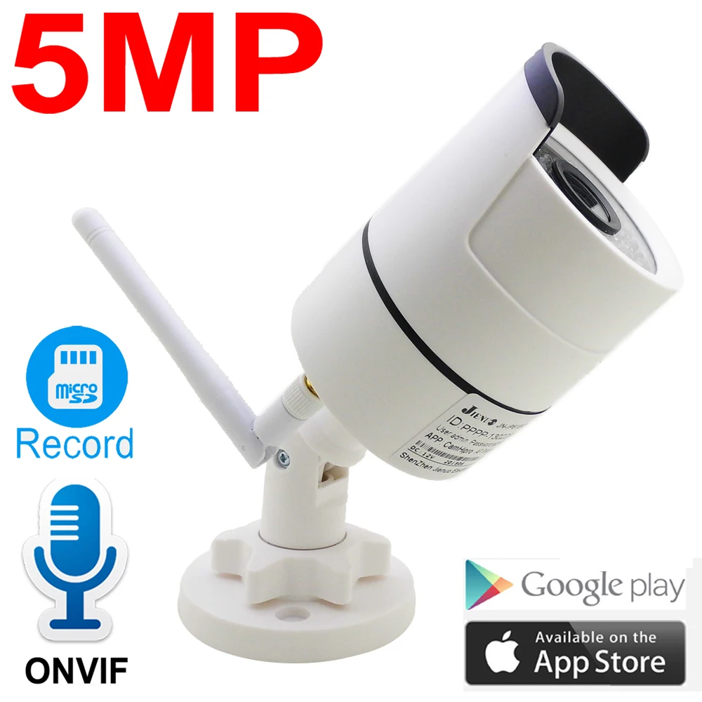 JIENUO HD 5MP Wireless IP Camera Outdoor Waterproof Audio Bullet Cam Cctv Security Surveillance IPCam Onvif P2P WIfi Home Camera