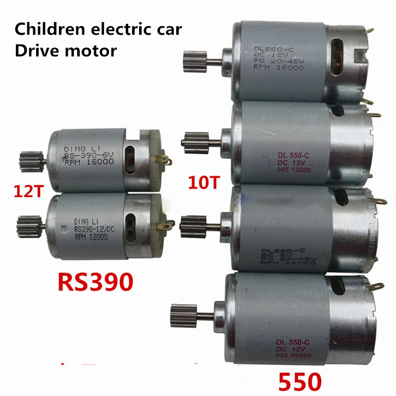 

RS 390 550 Driving Motor Children's Electric Vehicle DC 6V 12V Motors Shaft Gear 10T 12T Toy Car Motorcycle Power Kids Ride on