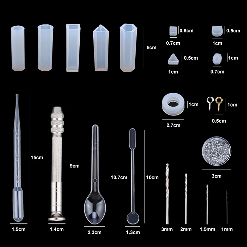 A SET Epoxy Resin Mold Kits Silicone Epoxy Mold Set Jewelry Casting Tools Earring Findings for Epoxy Jewelry Making Supplies DIY