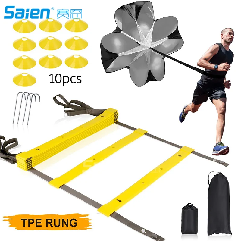 

Speed Agility Training Kit—Includes Agility Ladder with Carrying Bag, Resistance Parachute.Use Equipment to Improve Footwork