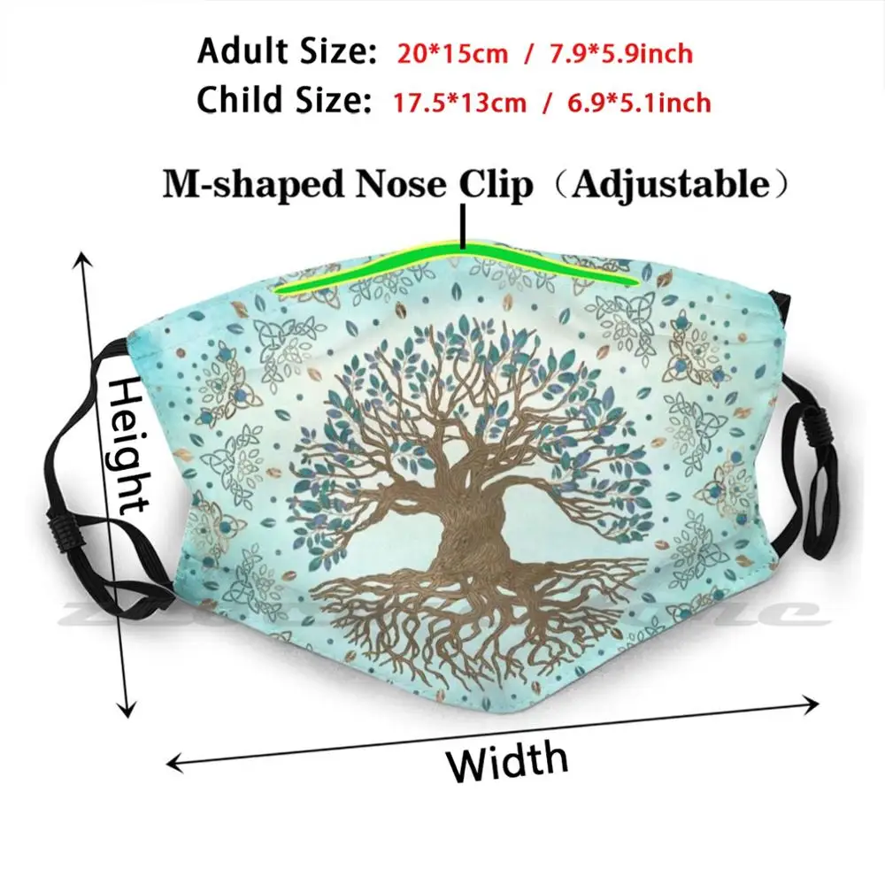 Tree Of Life-Yggdrasil-Gentle Blue Mask Cloth Reusable Print Filter Washable Tree Mystic Tree Tree Of Life Yggdrasil