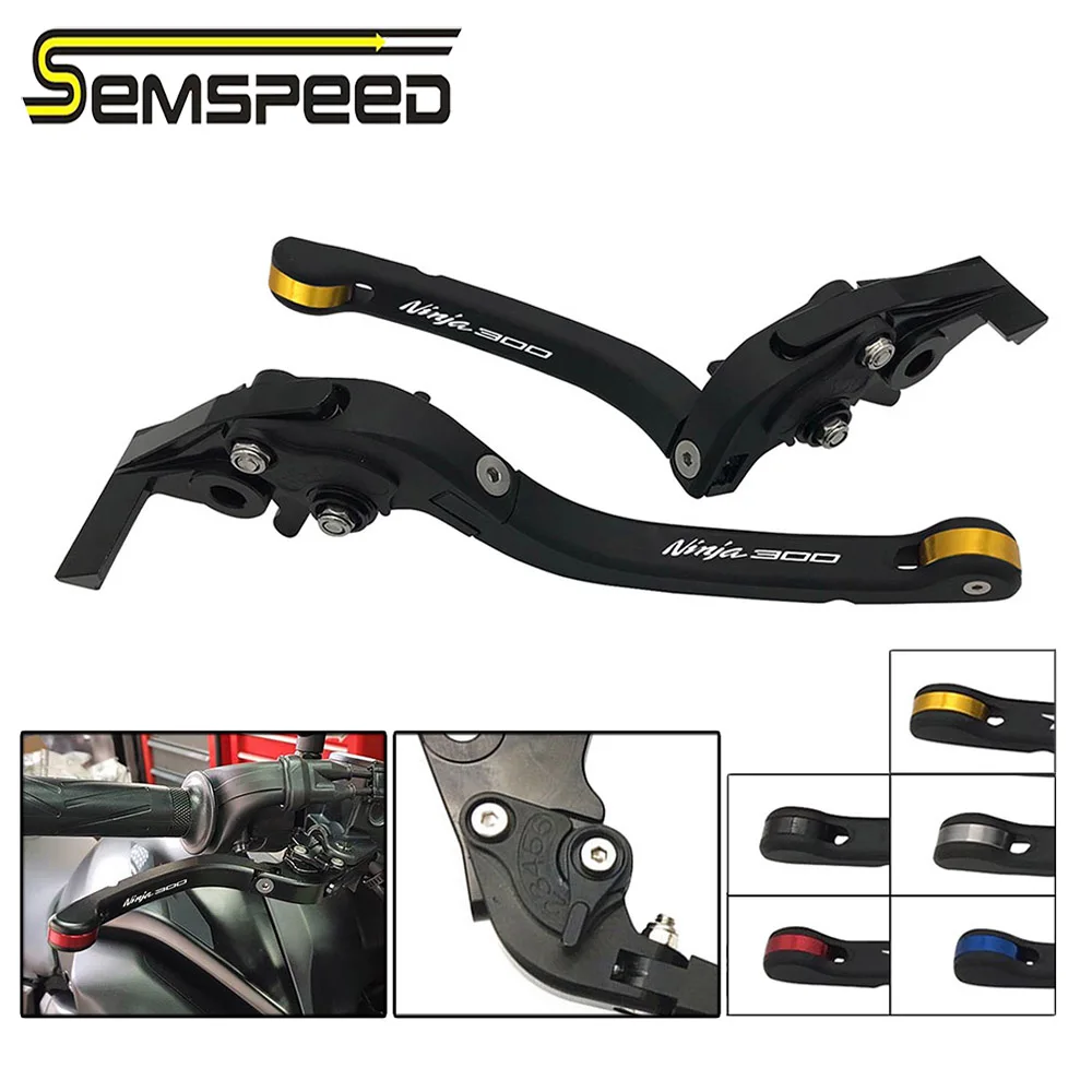 SEMSPEED Motorcycle CNC New Foldable Brake Clutch Levers Handle Grips End For Kawasaki NINJA 300R/Z300 (w and w/o ABS) 2013-2018