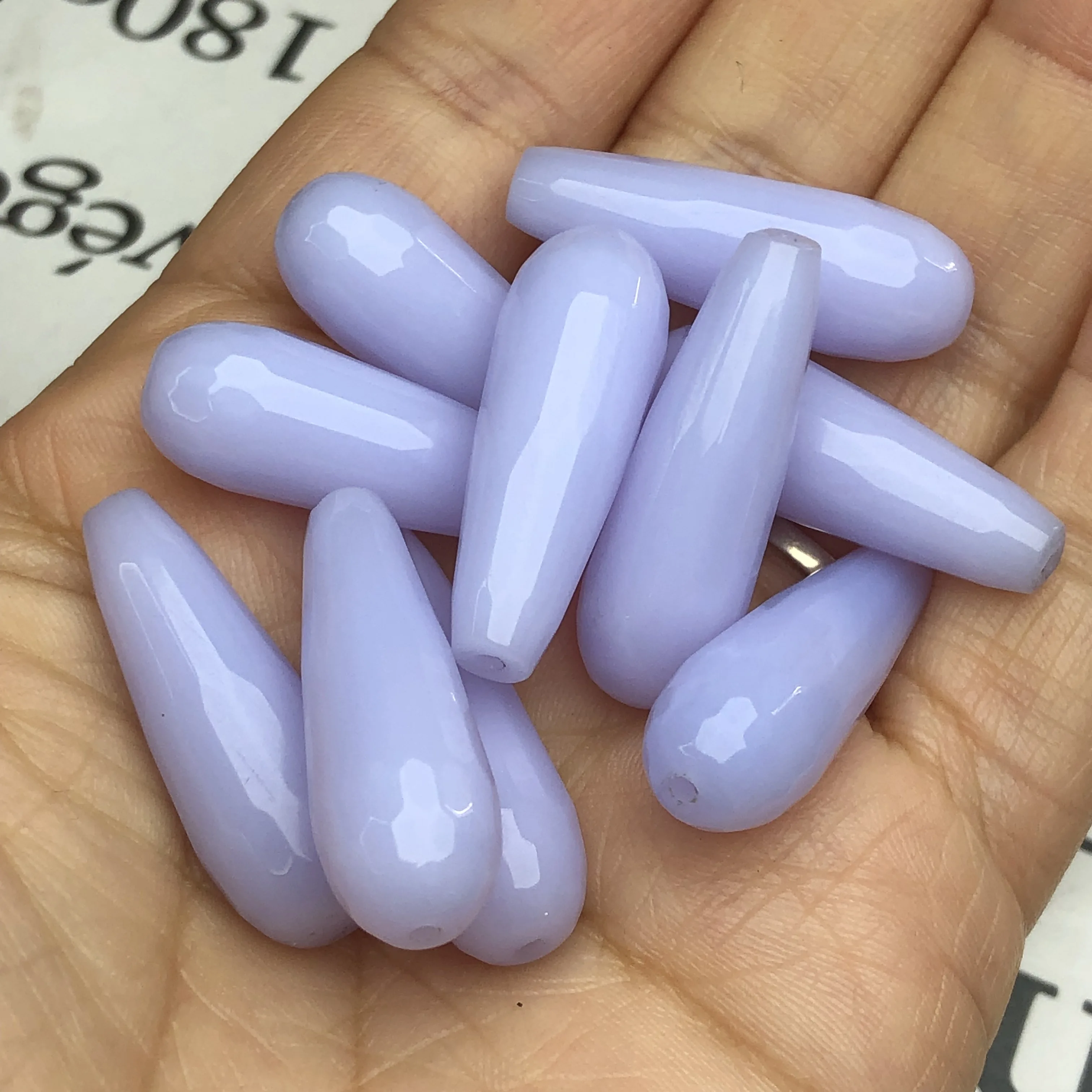 10x30mm Natural Water Drop Faceted Purple Chalcedony Jades Stone Loose Spacer Beads For Jewelry Making Diy Bracelet Earrings