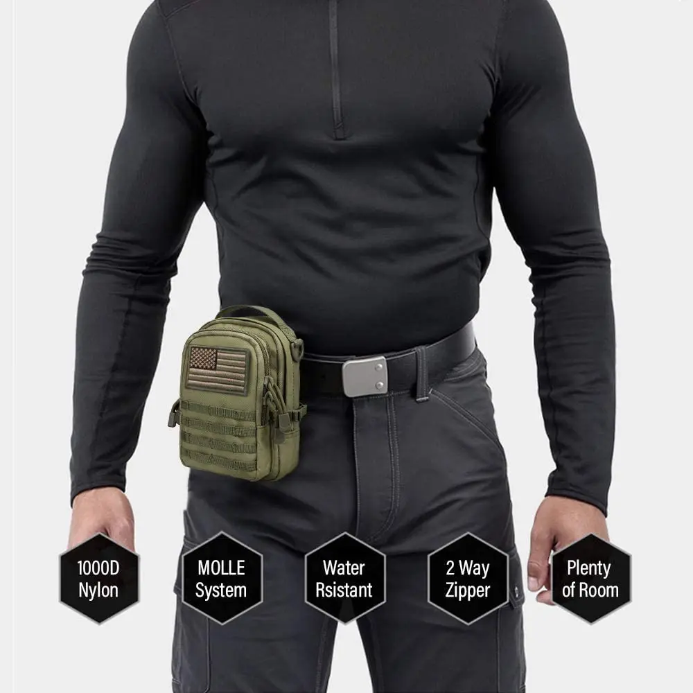Tactical EDC Pouch Bag Universal Military Zipper Molle Hip Waist Bag Pocket Outdoor Camping Hunting Chest Bag Mini Army Backpack