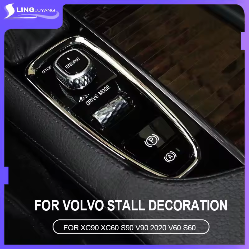 Nova Capa Cromada para Decoração do Console Central, Apoio de Braço, Alavanca de Câmbio e Freio de Mão para Volvo XC90 XC60 S90 V90 V60 S60
