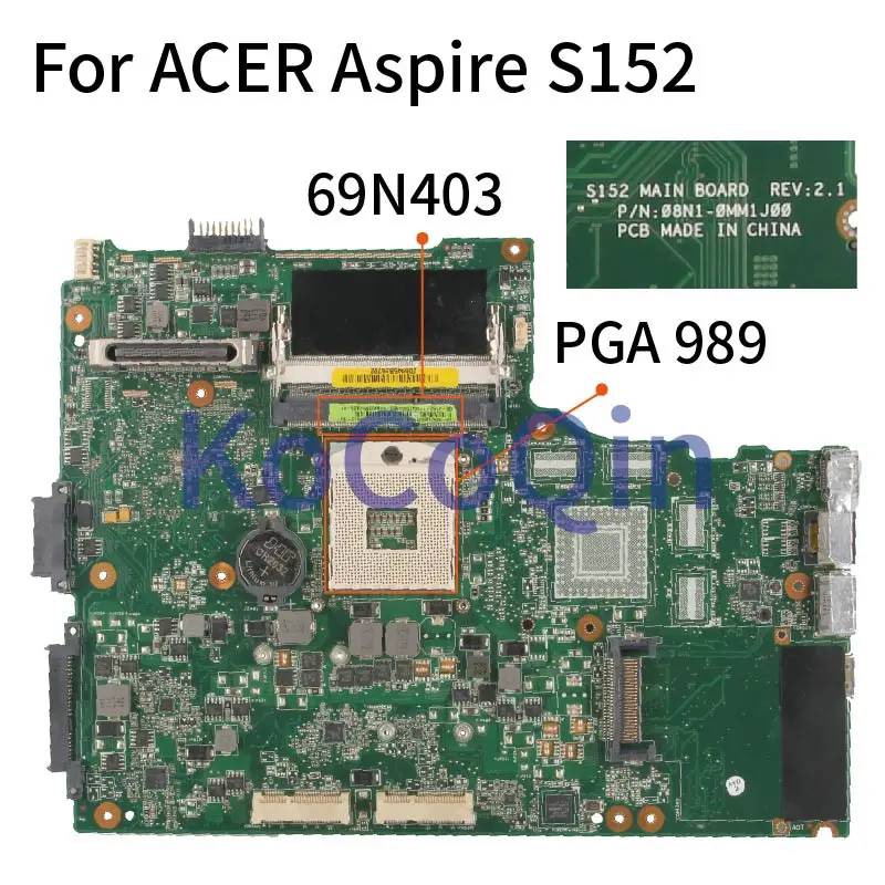 

For ACER Aspire S152 REV 2.1 HM65 DDR3 Notebook Mainboard 8N1-0MM1Q00 Laptop Motherboard