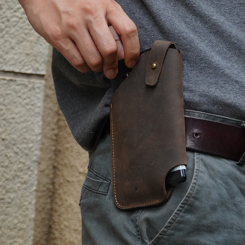 Horizontal Leather Personalized Mobile Phone Bag Waist Bag Outdoor Running Mobile Phone Storage Bag