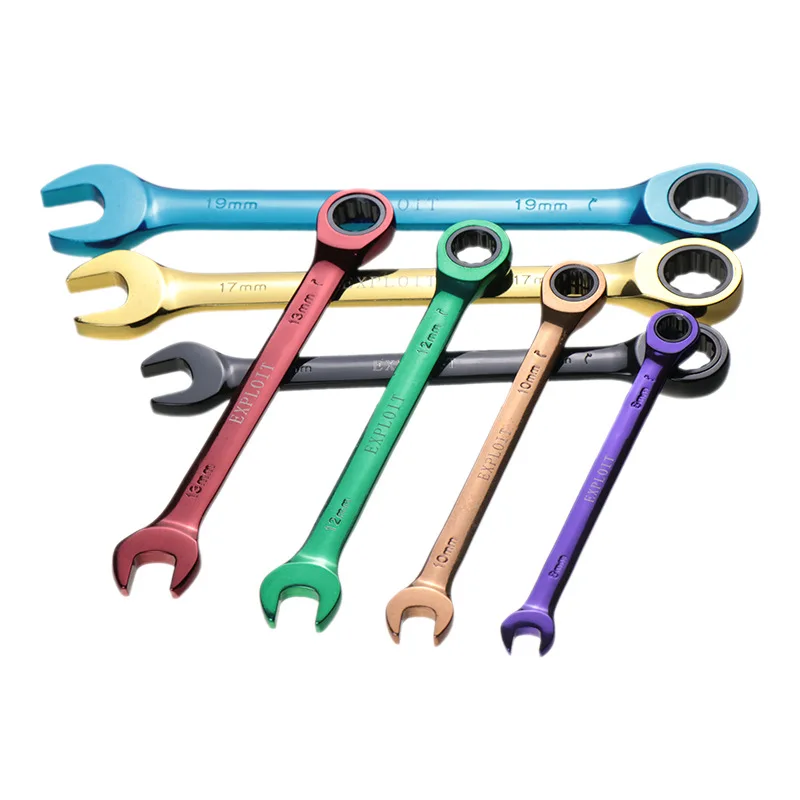 7 teile/satz Bunte Ratsche Griff Wrench Reversible Kombination Stubby Ratsche Ratschen Buchse Spanner Flexible Hand Zu