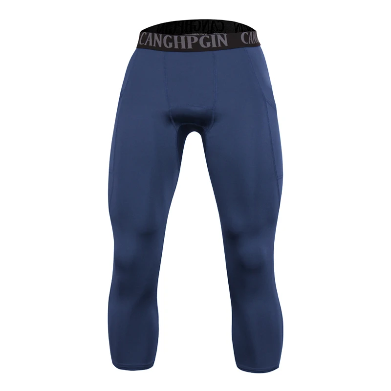 Quick Dry siłownia Capris legginsy męskie kompresyjne legginsy do biegania Jogging ćwiczenia treningowe spodnie sportowe 3/4 spersonalizowane