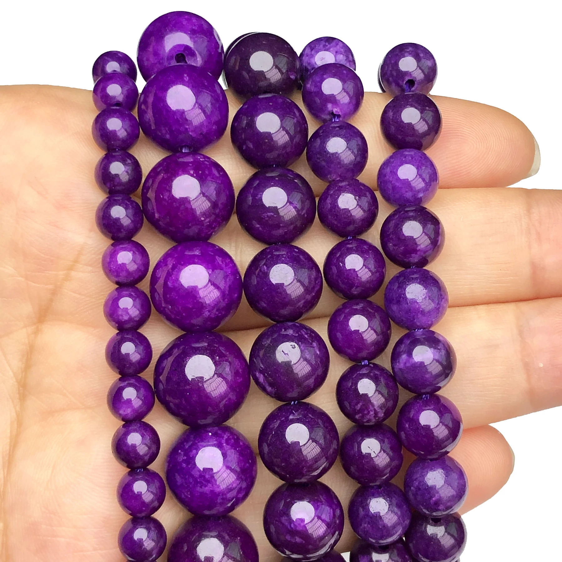 Natural Stone Dark Purple Sugilite Jades Beads Round Spacer Loose Beads For Jewelry Making 6/8/10/12mm DIY Bracelet Accessories