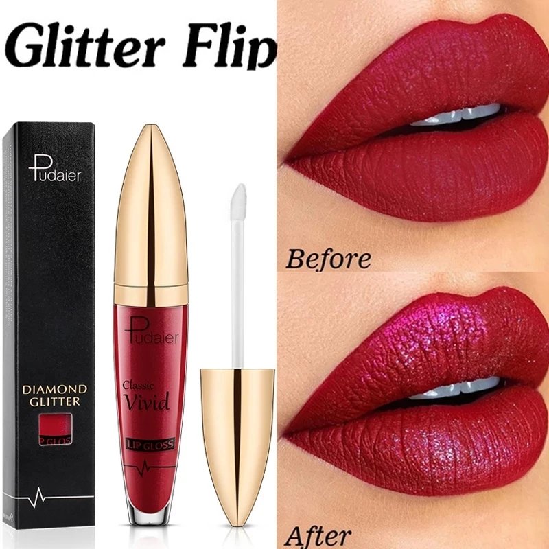 ON SALE-18 Colors Shimmer Glitter Lip Gloss Matte Glitter Liquid Lipstick Waterproof Diamond Pearl Colour Lipgloss Tint Make Up