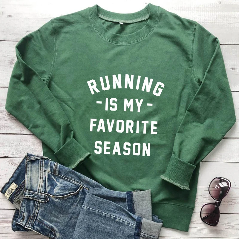 running is my favorite season Sweatshirt Casual Women Long Sleeve Jumper Sports Pullovers