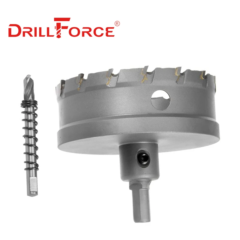 Drillforce-Cobalto Liga Carbide Hole Saw Broca, TCT, Cortador, Abridor, Chapa De Aço Inoxidável, Kit De Corte De Metal De Ferro, 14-100mm