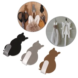 2PCS Cat Pattern Hooks Self Adhesive Cute No-Trace Rack Storage Holder Door Hanging Super Strong Hanger Bathroom Kitchen Decor