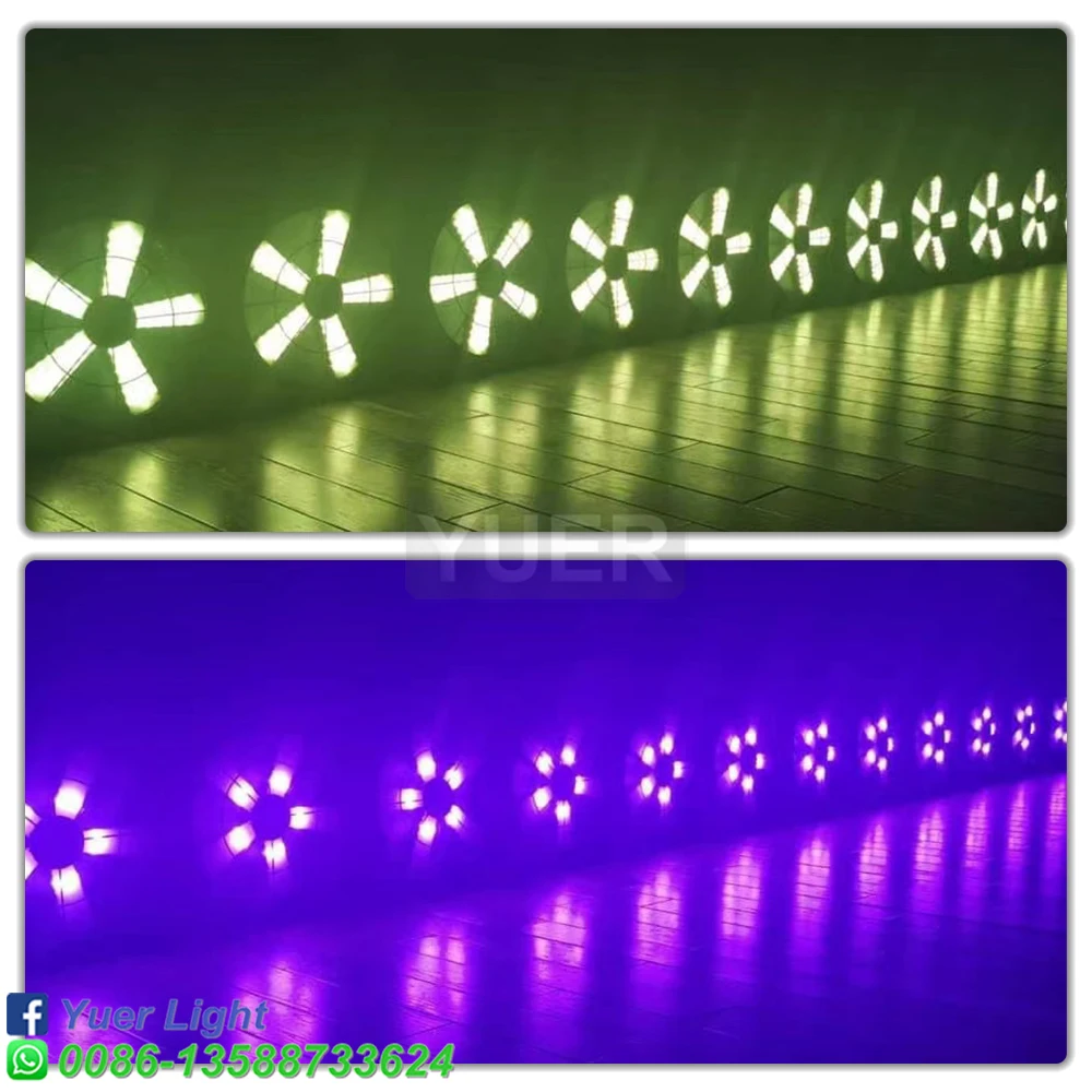 NIEUWE RGB 3IN1 LED Pixel Fan Spin Effect Podiumlicht DMX512 DJ Disco Bar Party Outdoor Indoor Muziek Geluidscontrole Club Prom