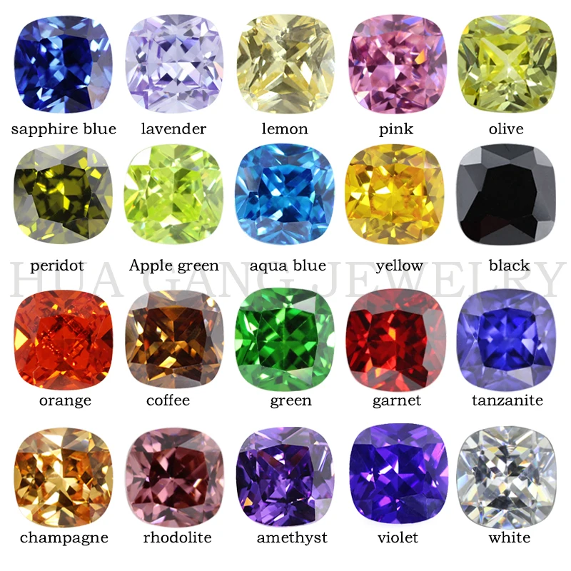 

Cubic Zirconia Stone Multicolor Square Cushion Shape Cut Loose CZ Stones Synthetic Gems Beads For Jewelry 2x2~12x12mm AAAAA