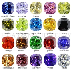 Cubic Zirconia Stone Multicolor Square Cushion Shape Cut Loose CZ Stones Synthetic Gems Beads For Jewelry 2x2~12x12mm AAAAA
