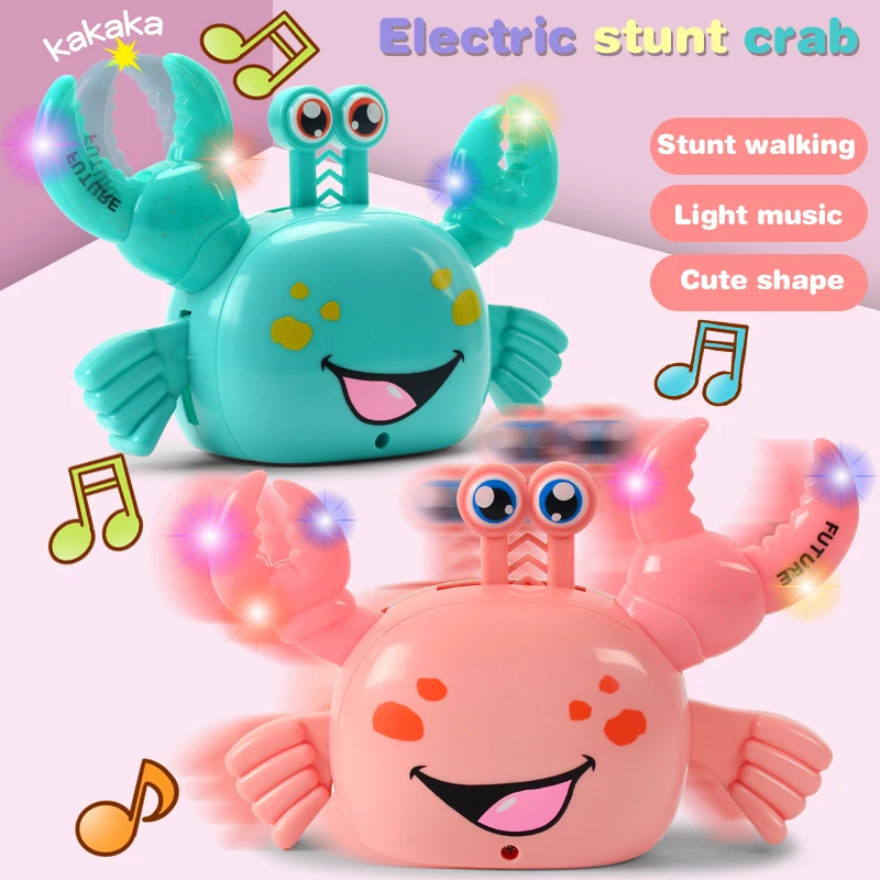 Novelty Electric Crab Toys Automatic Turning Luminous Crab With Music Baby Eletric Animal Educational Toys For Children Gifts