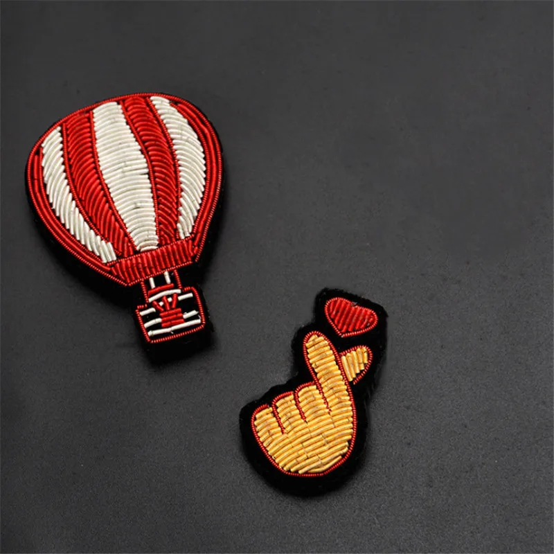 Maxsin 1Pc High Quality Handmade Embroidery Indian Silk Brooch Balloon Heart Shape Pin Garment Accessories Decorative Patch DIY