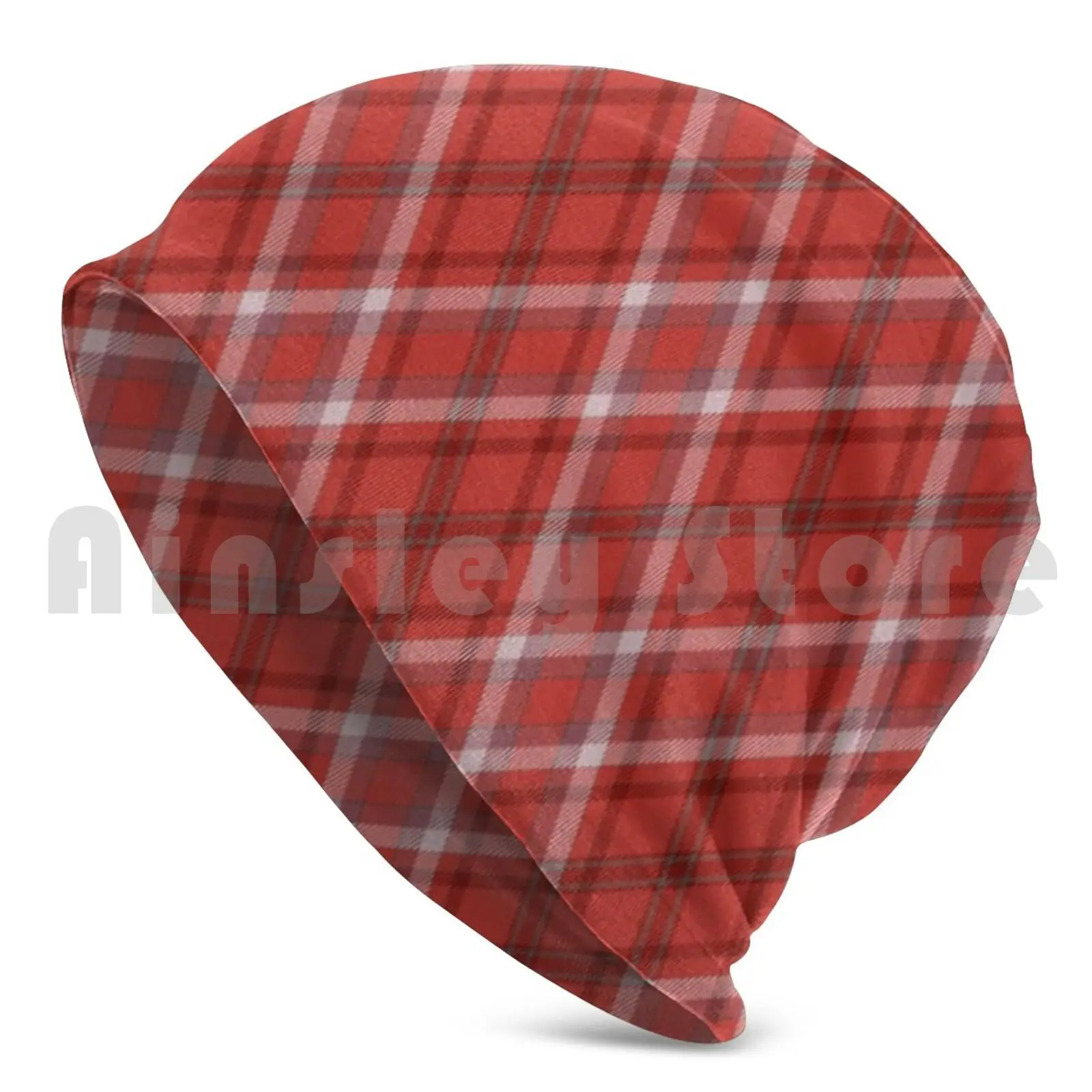 Tartan Beanies Knit Hat Hip Hop Tartan Scottish Outlander Black Scotland Clan Red Sassenach Scot Scots Cartoon Gti